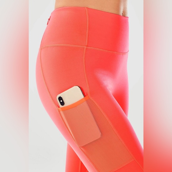 Fabletics Trinity Motion365® HW Utility Legging Women’s M Hot Orange Ankle Zip - Picture 11 of 14